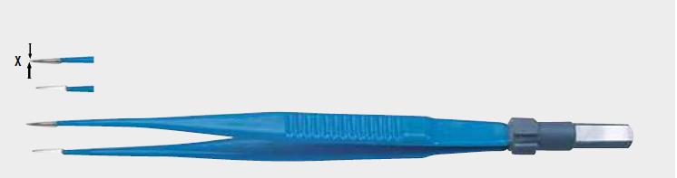 коагуляційний пінцет, біполярний, прямий довжиною 20 см (cm), тупий = 2,00 мм (mm)